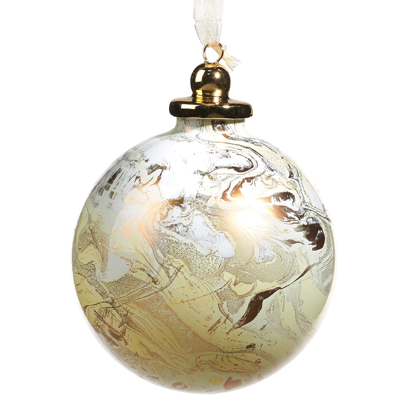 Elegant White & Gold Marble Bauble - LUXONAS