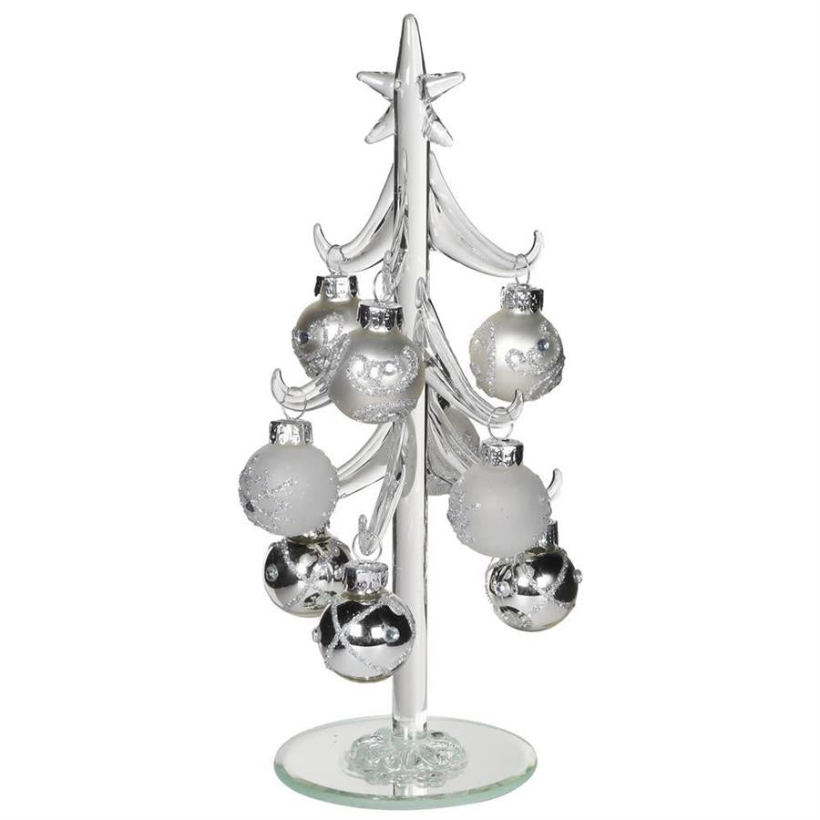 Elegant White & Silver Glass Bauble for Christmas Tree Decor