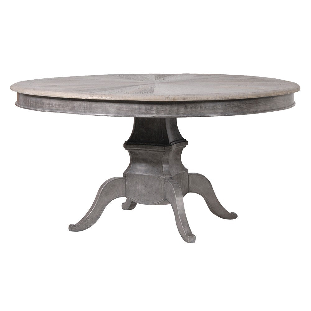 Elm Parquet Round Dining Table