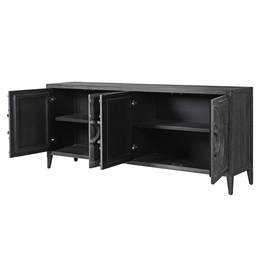 Elm Wood Black Circles Sideboard - LUXONAS