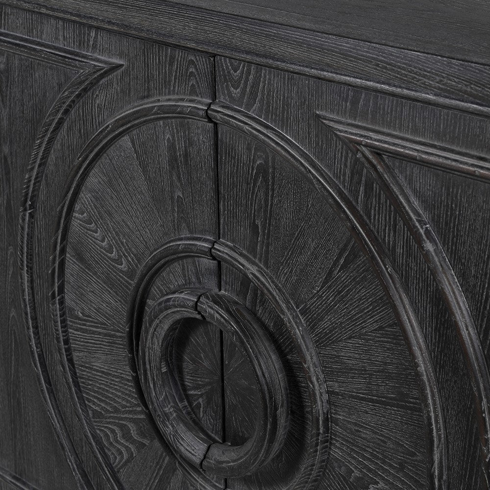 Elm Wood Black Circles Sideboard - LUXONAS