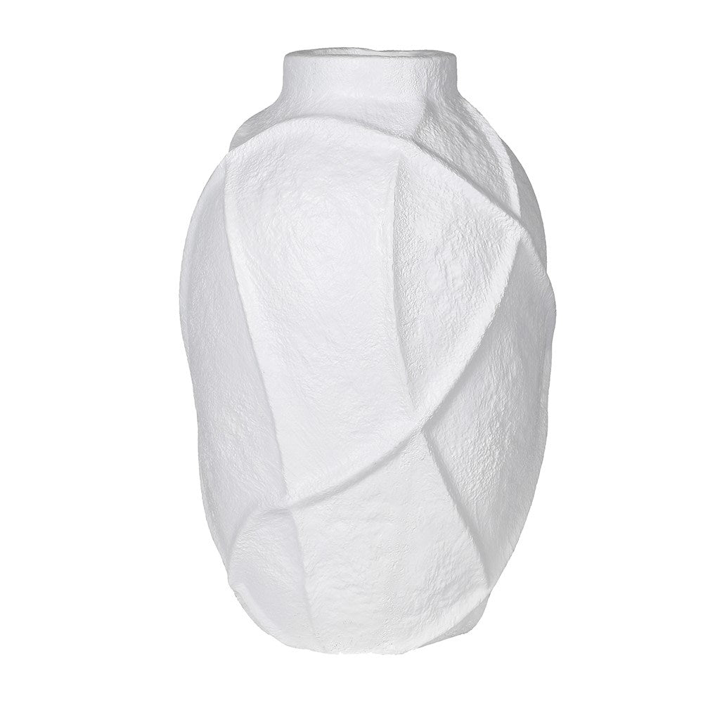 Embossed Lines White Vase