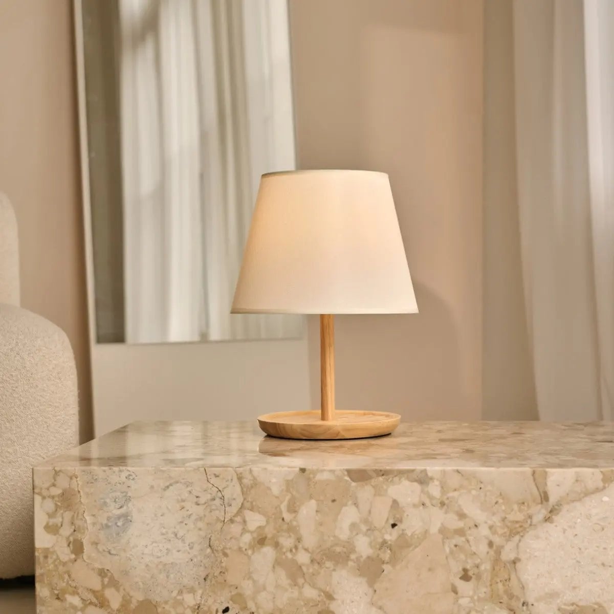 Emily Light Brown Wooden Lamp | Cable & Sustainable Design - LUXONAS HOME