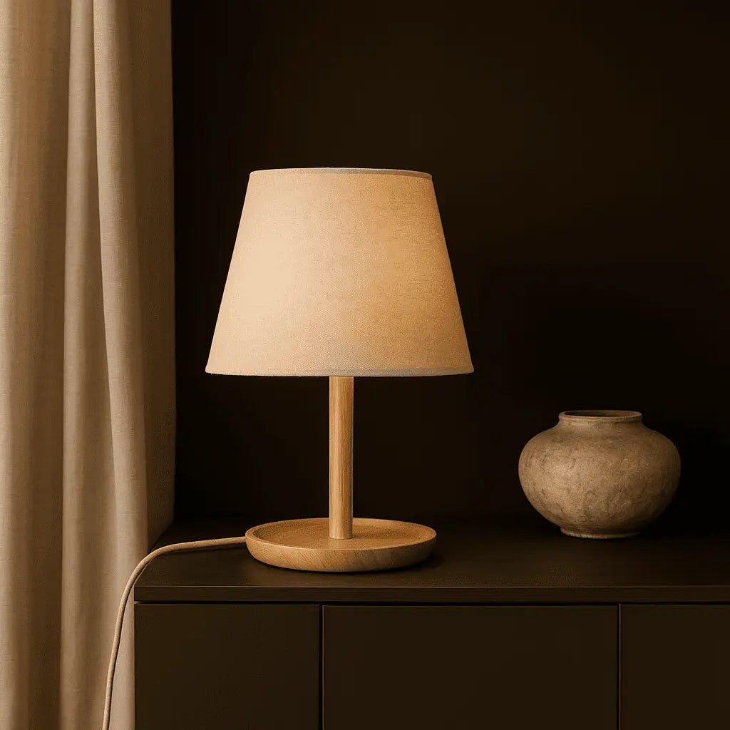 Emily Light Brown Wooden Lamp | Cable & Sustainable Design - LUXONAS HOME