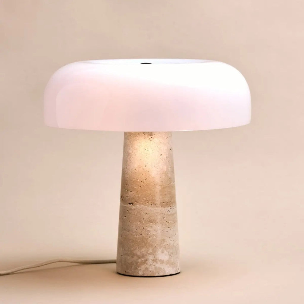 Emily Travertine Lamp | Elegant Design with Glass Shade - LUXONAS HOME
