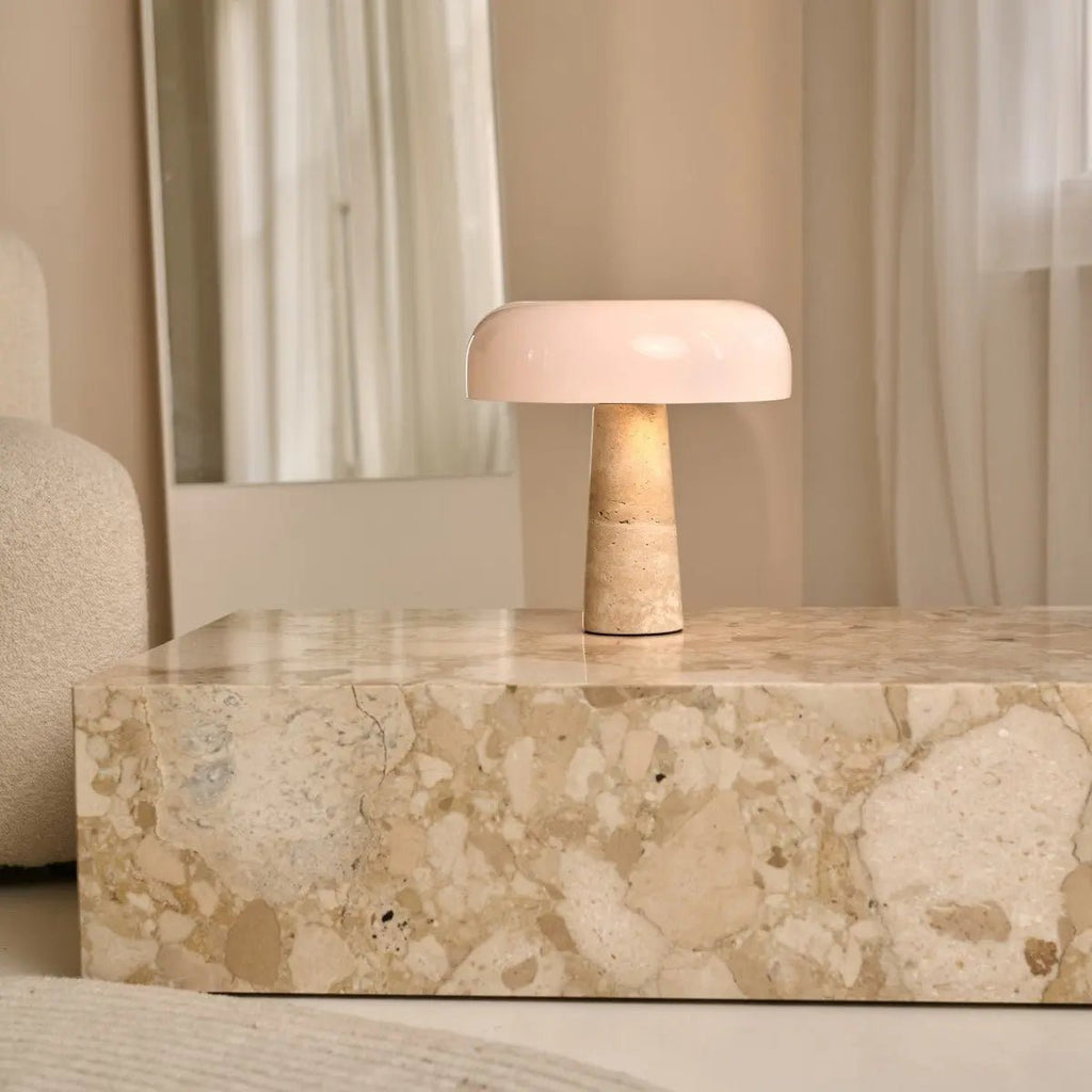 Emily Travertine Lamp | Elegant Design with Glass Shade - LUXONAS HOME