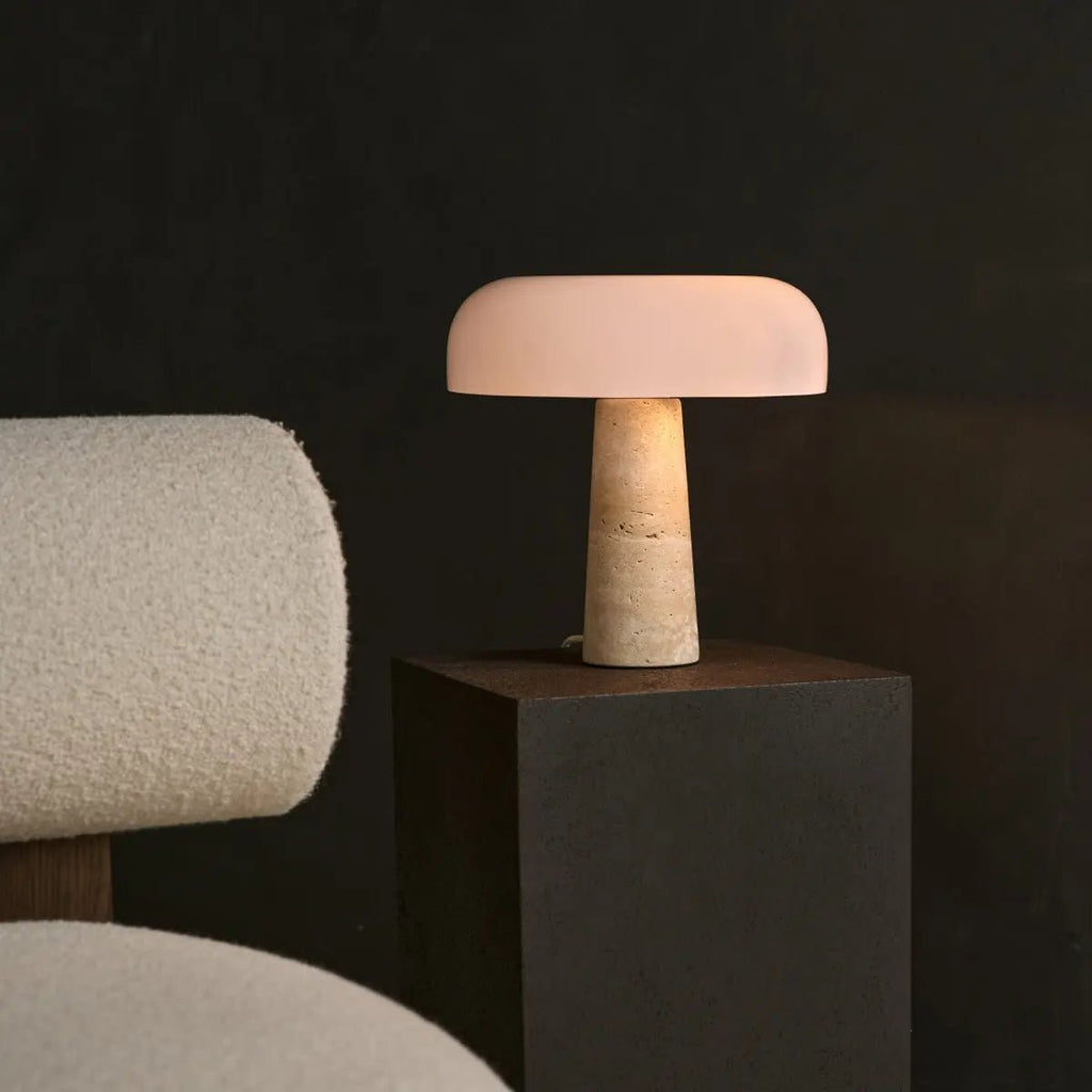 Emily Travertine Lamp | Elegant Design with Glass Shade - LUXONAS HOME