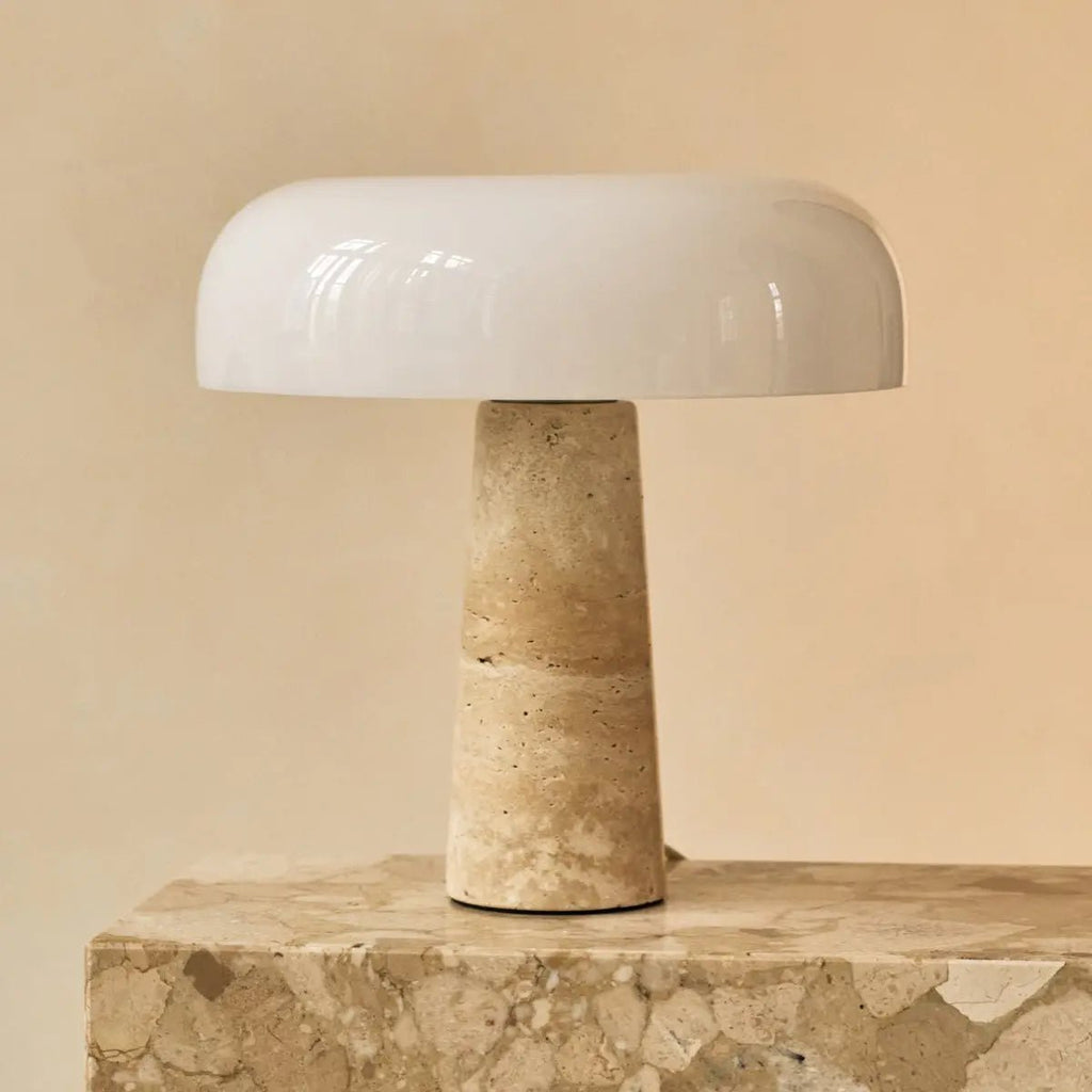 Emily Travertine Lamp | Elegant Design with Glass Shade - LUXONAS HOME