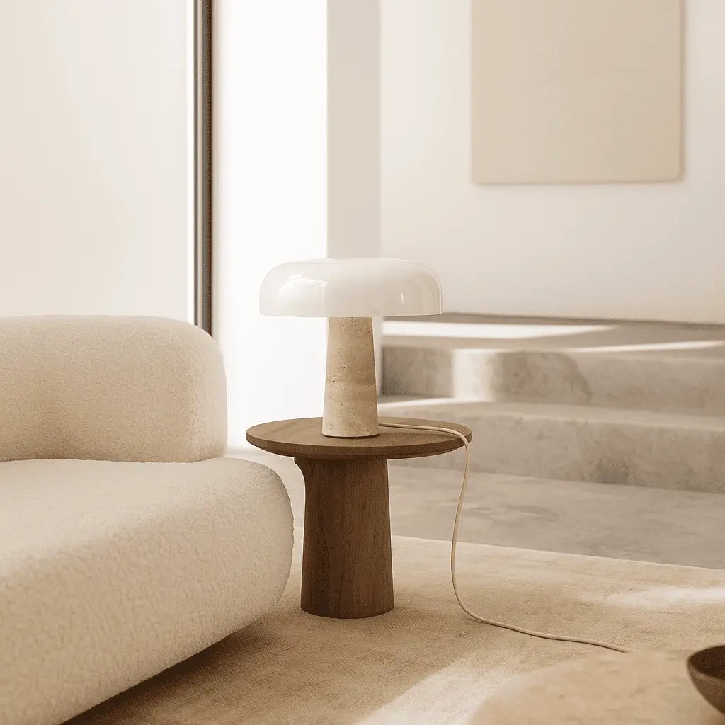 Emily Travertine Lamp | Elegant Design with Glass Shade - LUXONAS HOME