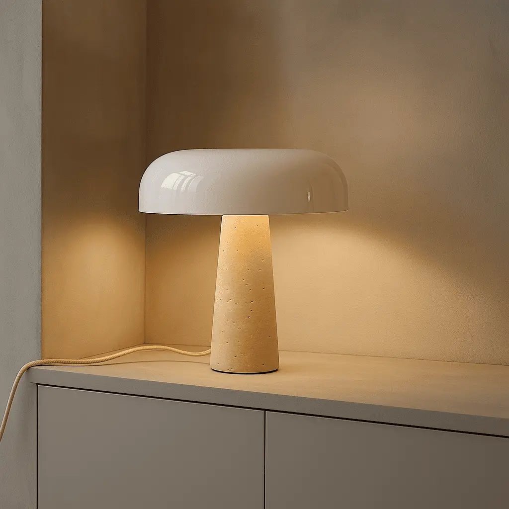 Emily Travertine Lamp | Elegant Design with Glass Shade - LUXONAS HOME