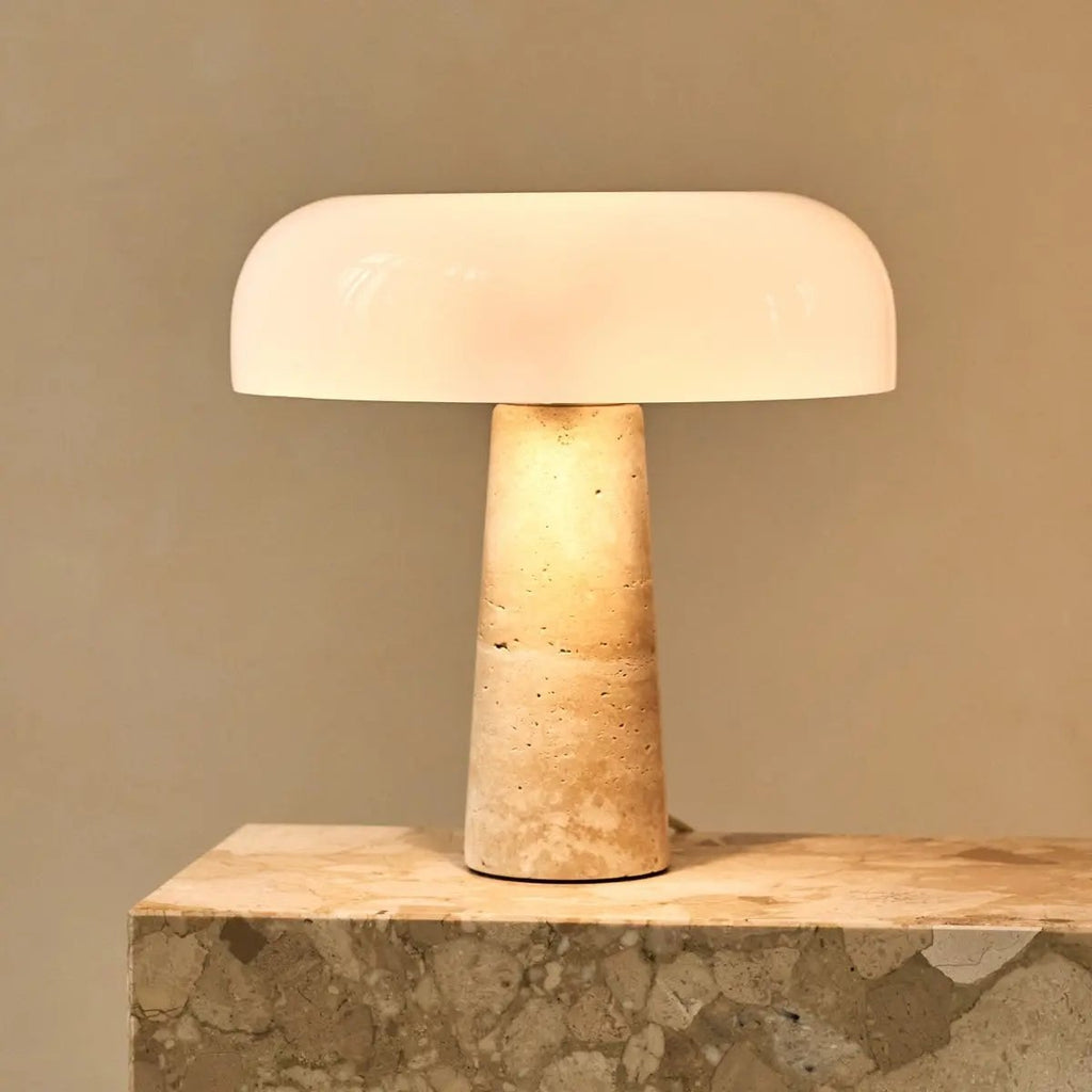 Emily Travertine Lamp | Elegant Design with Glass Shade - LUXONAS HOME