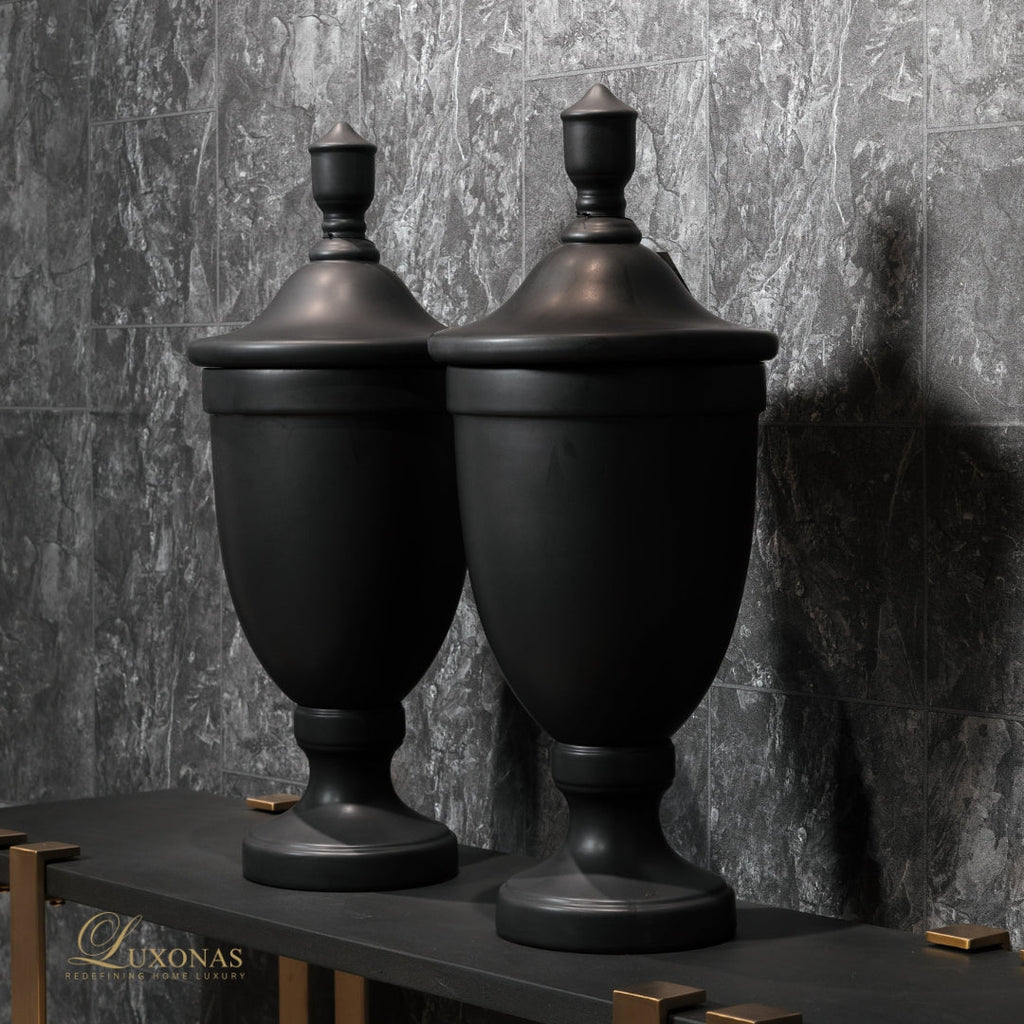 Empery Black Ceramic Jar - LUXONAS