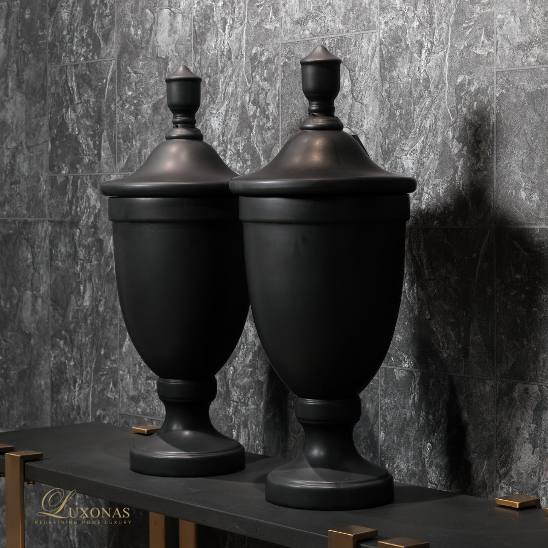 Empery Black Ceramic Jar - LUXONAS