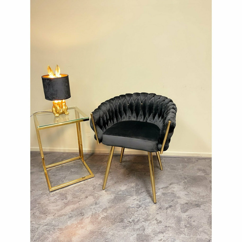 Eva Chair Velvet Black Gold Frame - LUXONAS HOME
