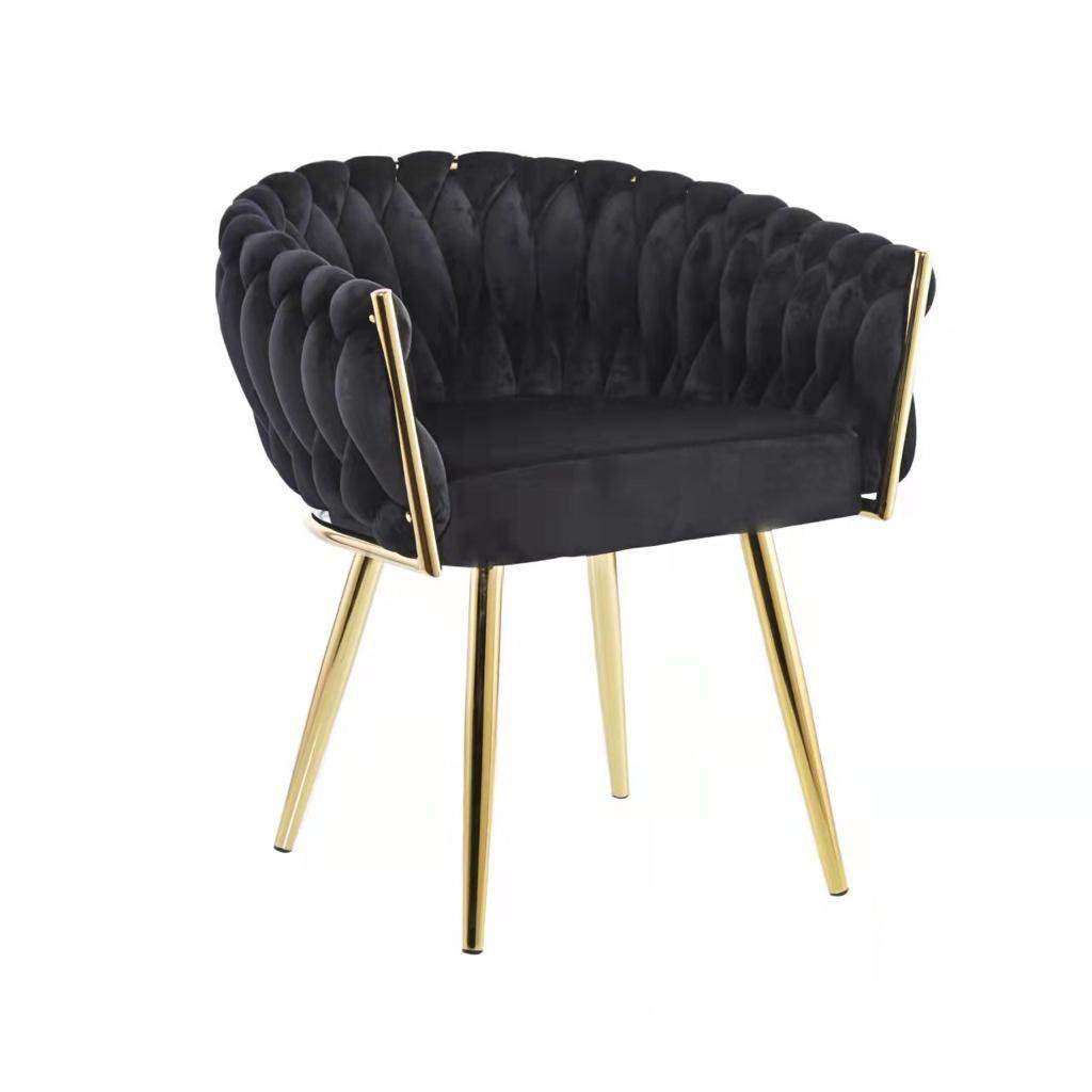 Eva Chair Velvet Black Gold Frame - LUXONAS HOME