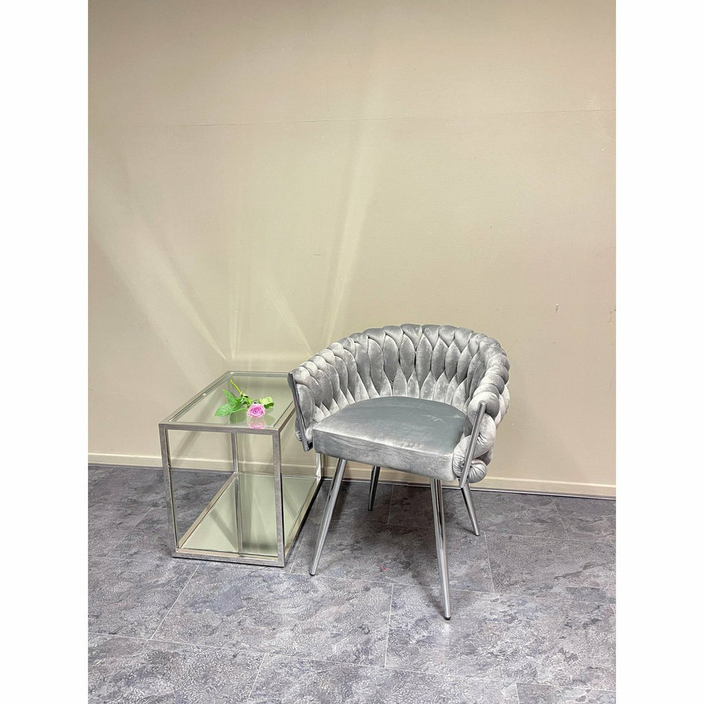 Eva Chair Velvet Gray Chrome Frame - LUXONAS HOME