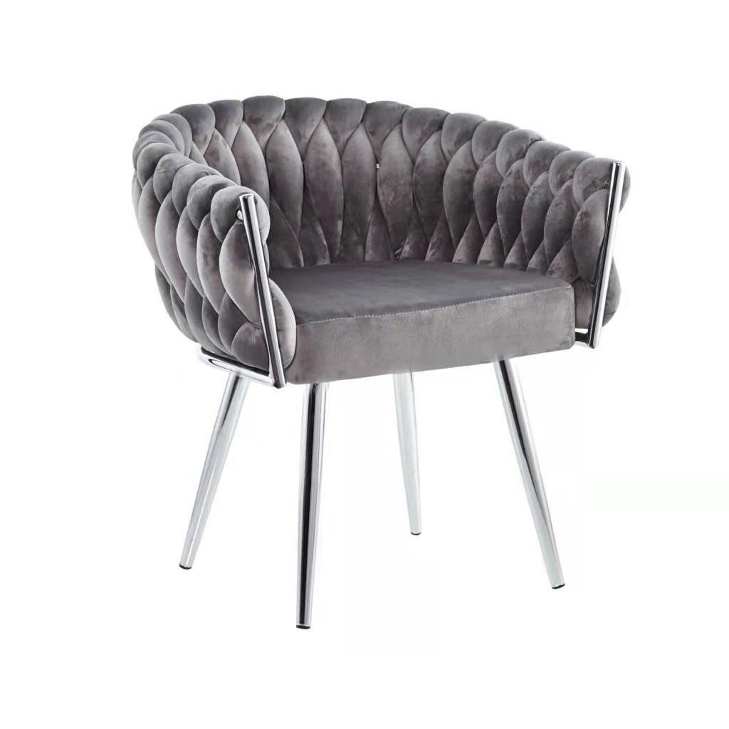 Eva Chair Velvet Gray Chrome Frame - LUXONAS HOME