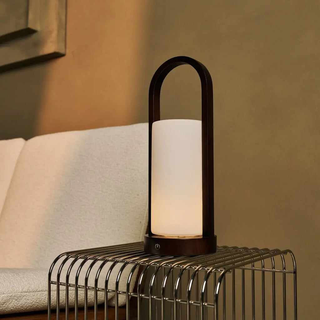 Evie Dark Brown Rechargeable Wooden Table Lamp | Dimmable, Cordless & 3 Light Modes - LUXONAS HOME