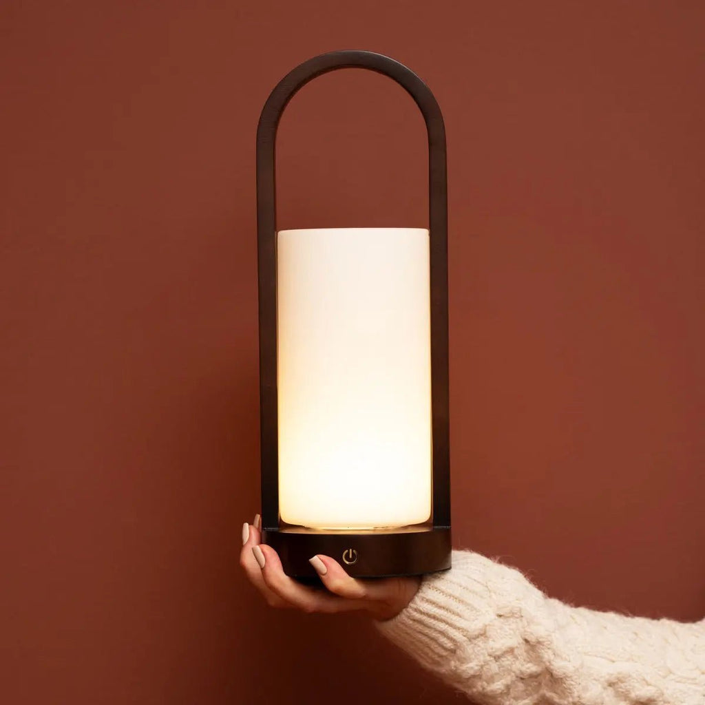 Evie Dark Brown Rechargeable Wooden Table Lamp | Dimmable, Cordless & 3 Light Modes - LUXONAS HOME