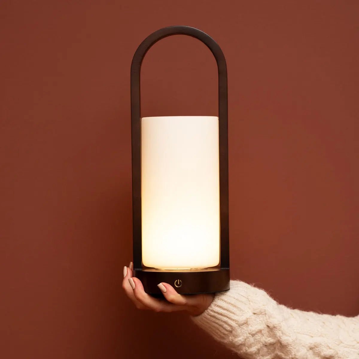 Evie Dark Brown Rechargeable Wooden Table Lamp | Dimmable, Cordless & 3 Light Modes - LUXONAS HOME