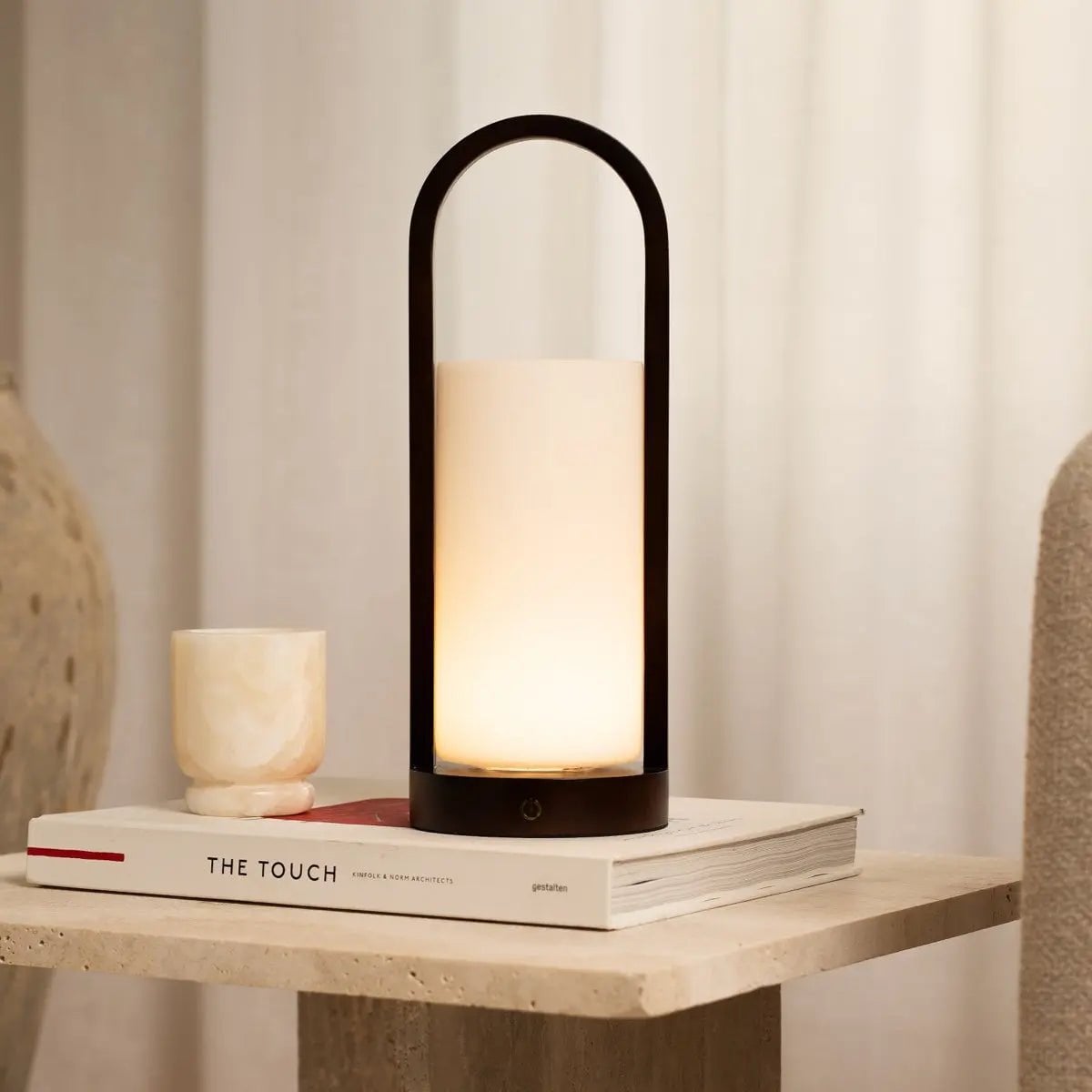 Evie Dark Brown Rechargeable Wooden Table Lamp | Dimmable, Cordless & 3 Light Modes - LUXONAS HOME