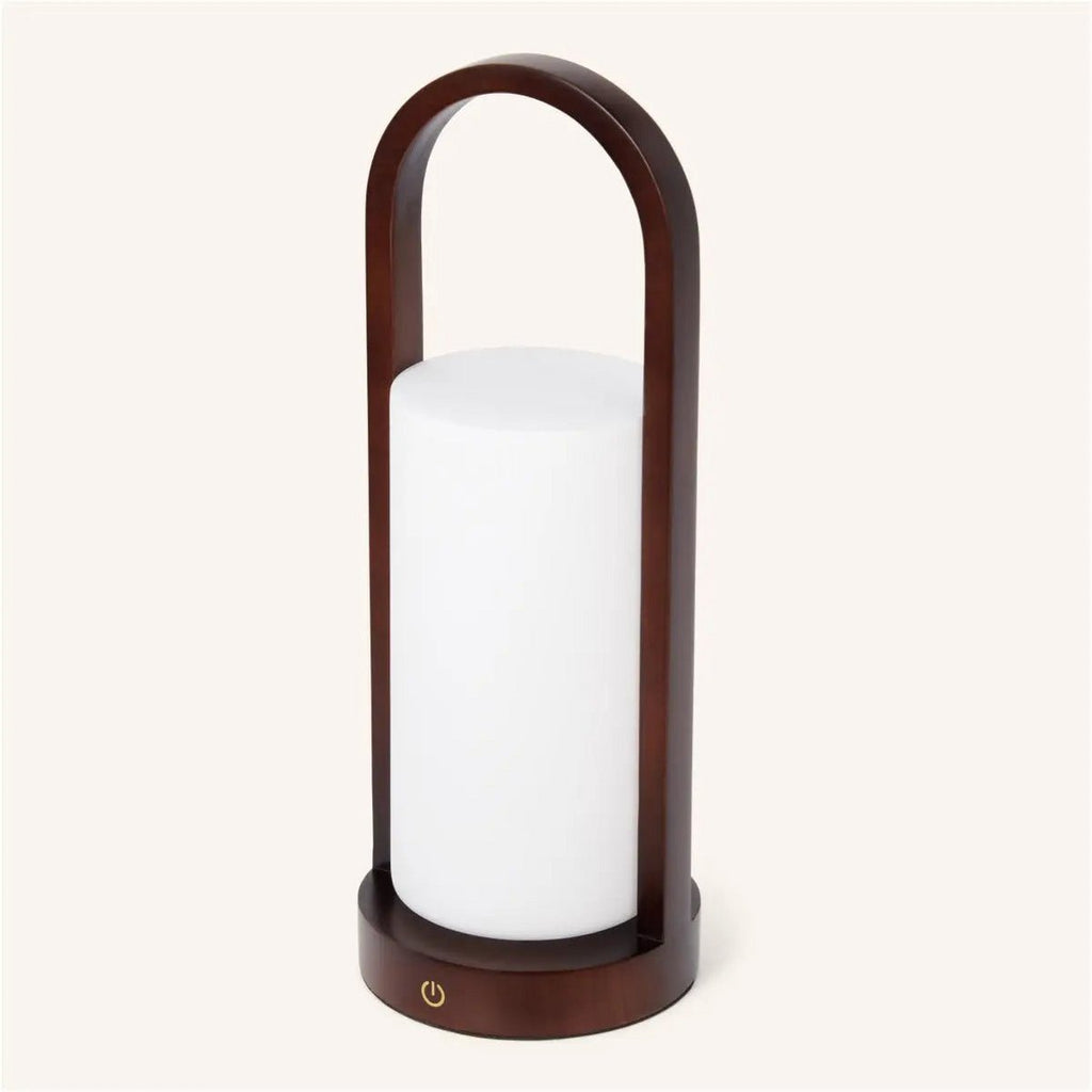 Evie Dark Brown Rechargeable Wooden Table Lamp | Dimmable, Cordless & 3 Light Modes - LUXONAS HOME