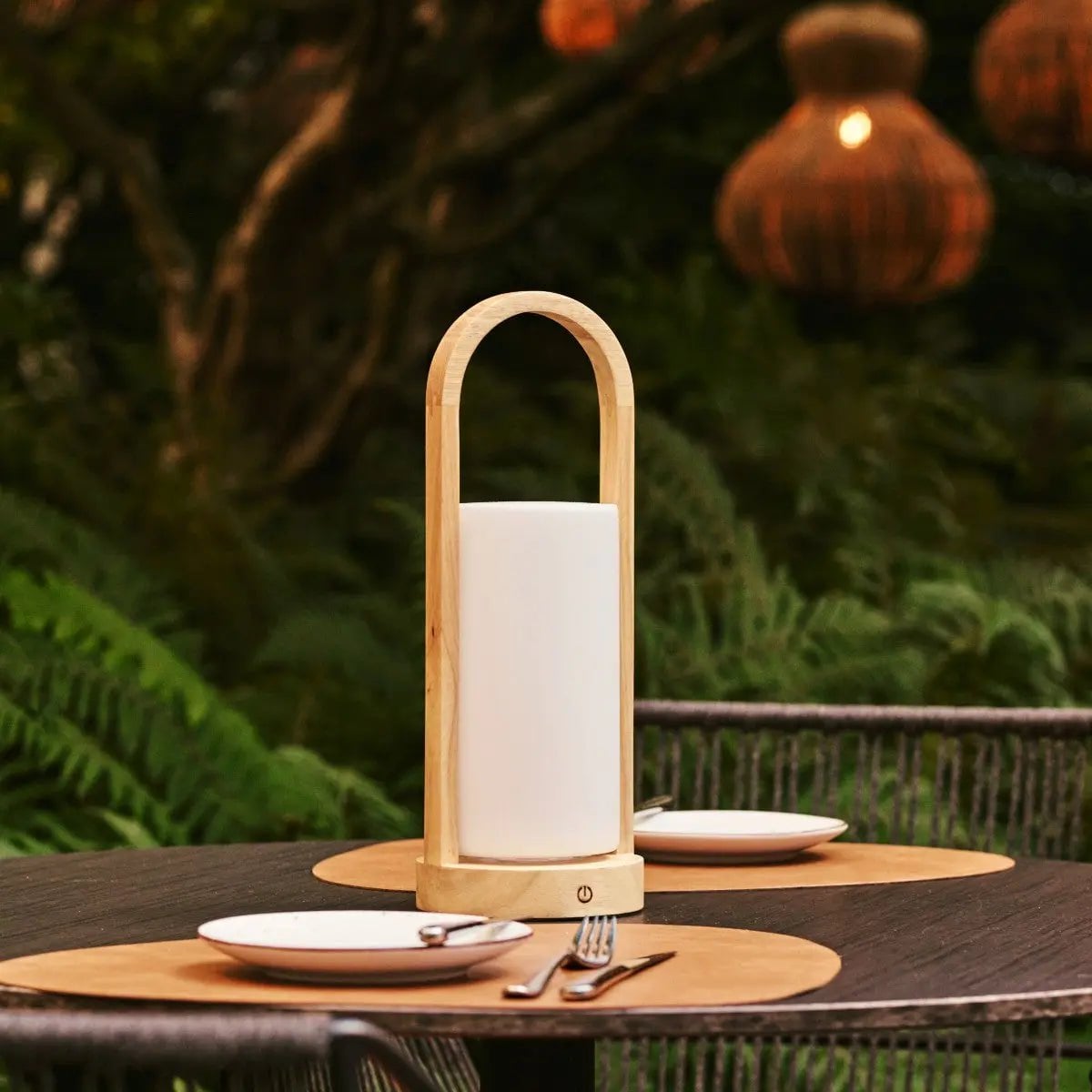 Evie Light Brown Rechargeable Wooden Table Lamp | Dimmable, Cordless & 3 Light Modes - LUXONAS HOME