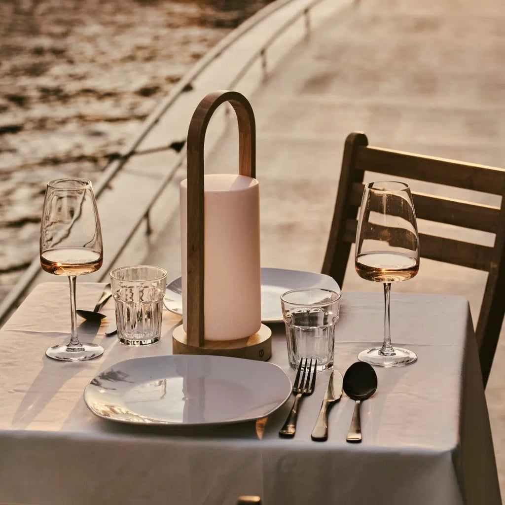 Evie Light Brown Rechargeable Wooden Table Lamp | Dimmable, Cordless & 3 Light Modes - LUXONAS HOME