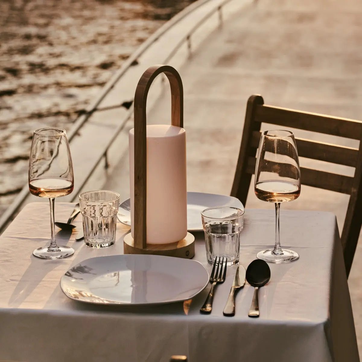 Evie Light Brown Rechargeable Wooden Table Lamp | Dimmable, Cordless & 3 Light Modes - LUXONAS HOME