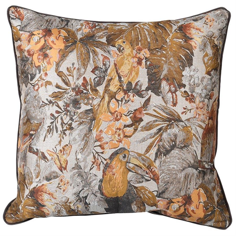 Exotic Birds Golden Browns Cushion - LUXONAS