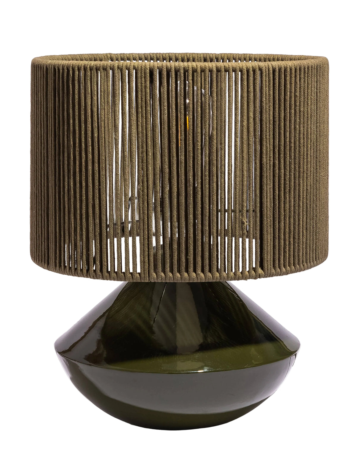 Forest Green Table Lamp W/ Ribbed Corded Shade