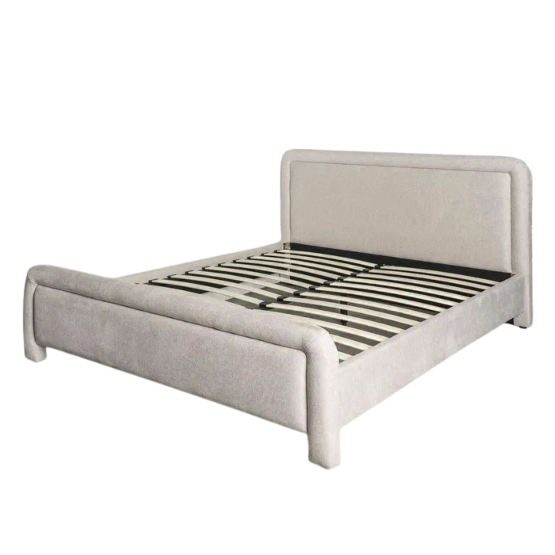 Fabric Beige Bed - LUXONAS