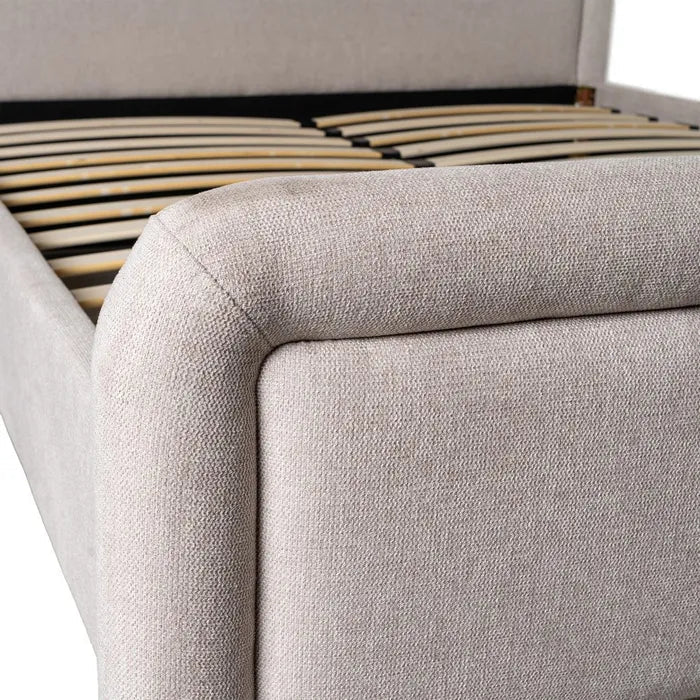 Fabric Beige Bed - LUXONAS