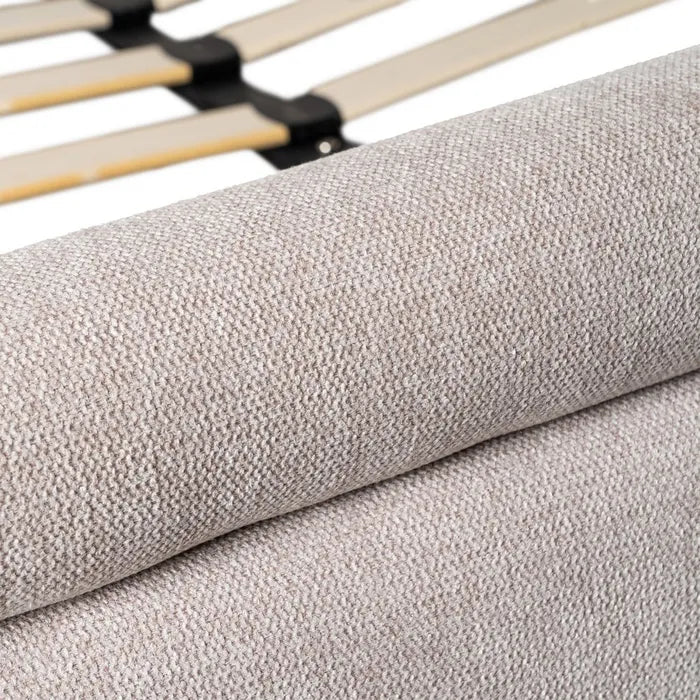 Fabric Beige Bed - LUXONAS
