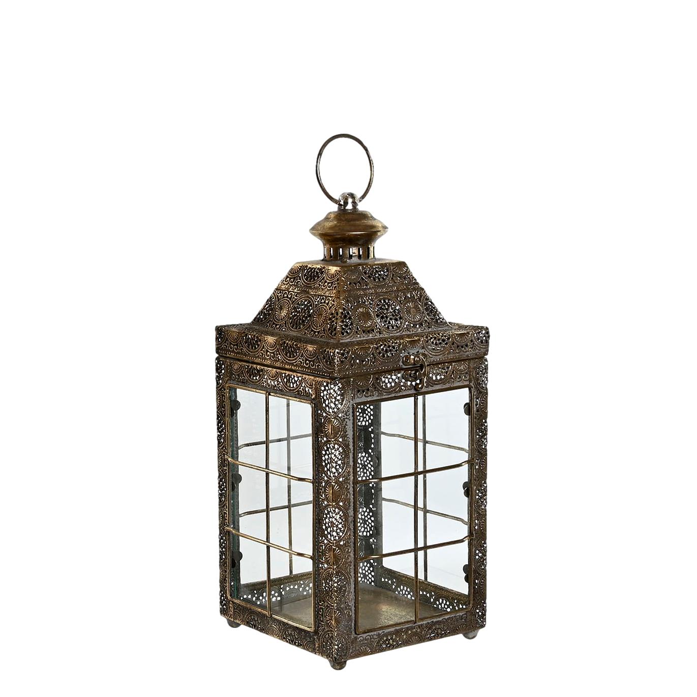 Antique Gold Filigree Metal Small Lantern