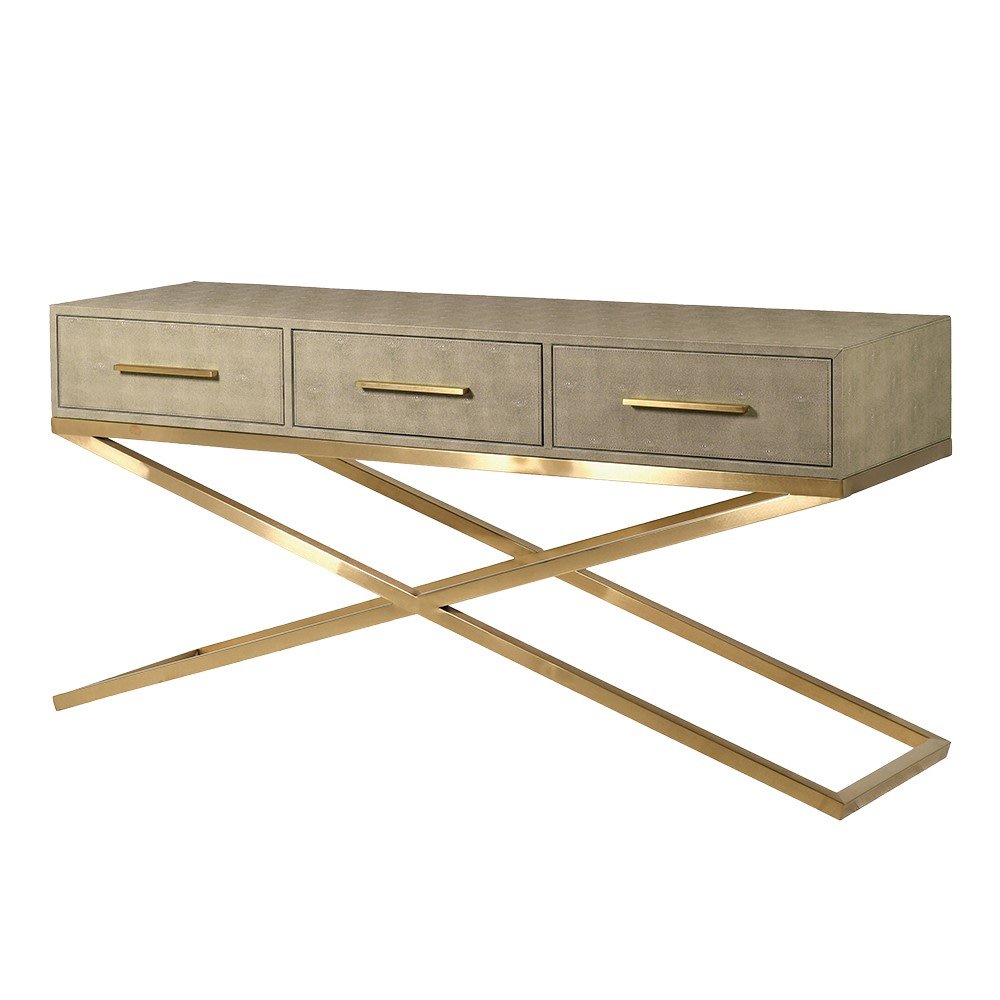 Finesse Faux Shagreen 3 Drawer Console - LUXONAS