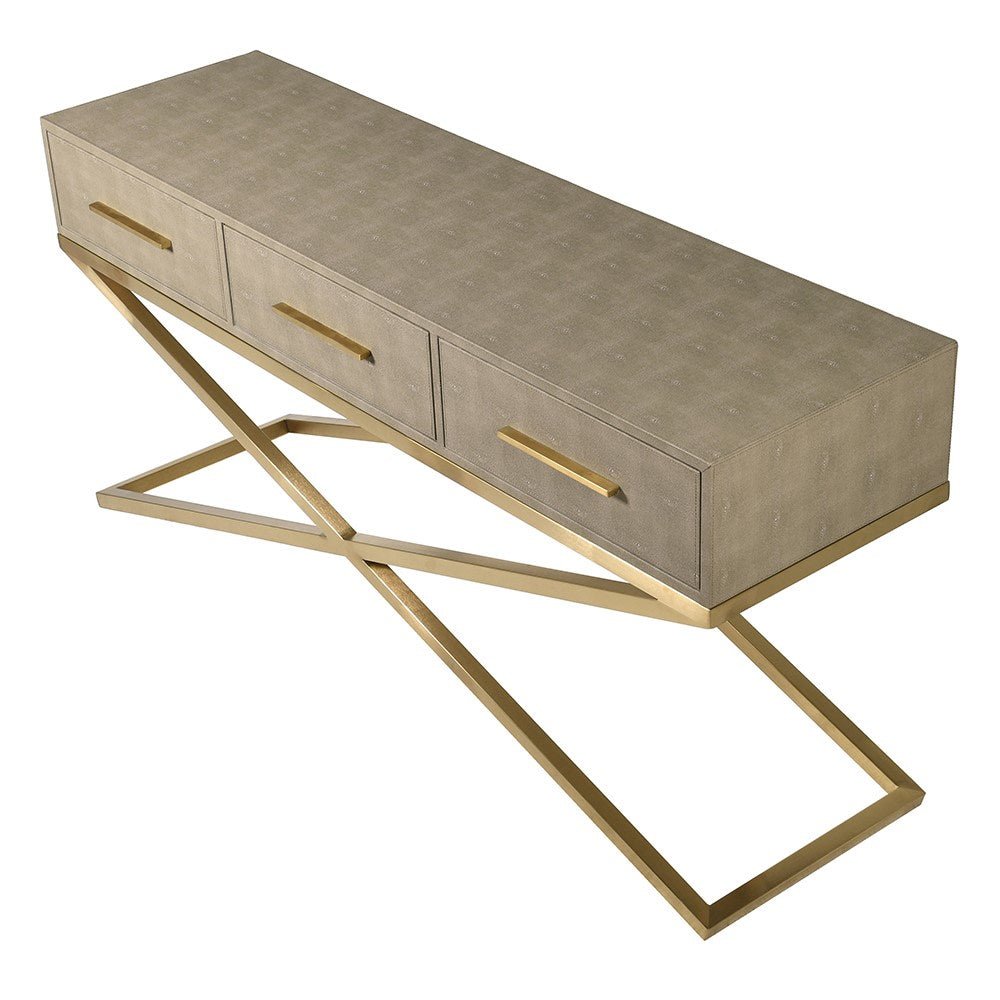 Finesse Faux Shagreen 3 Drawer Console - LUXONAS