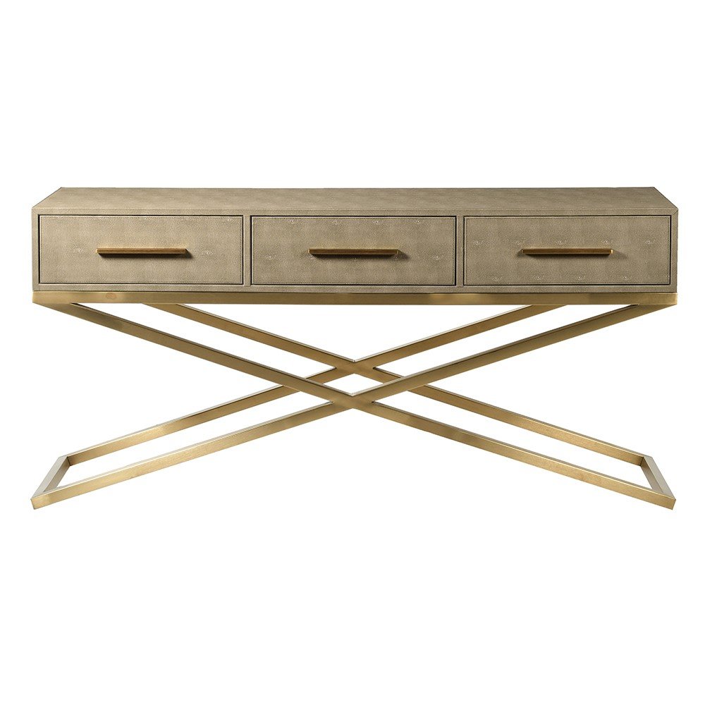 Finesse Faux Shagreen 3 Drawer Console - LUXONAS