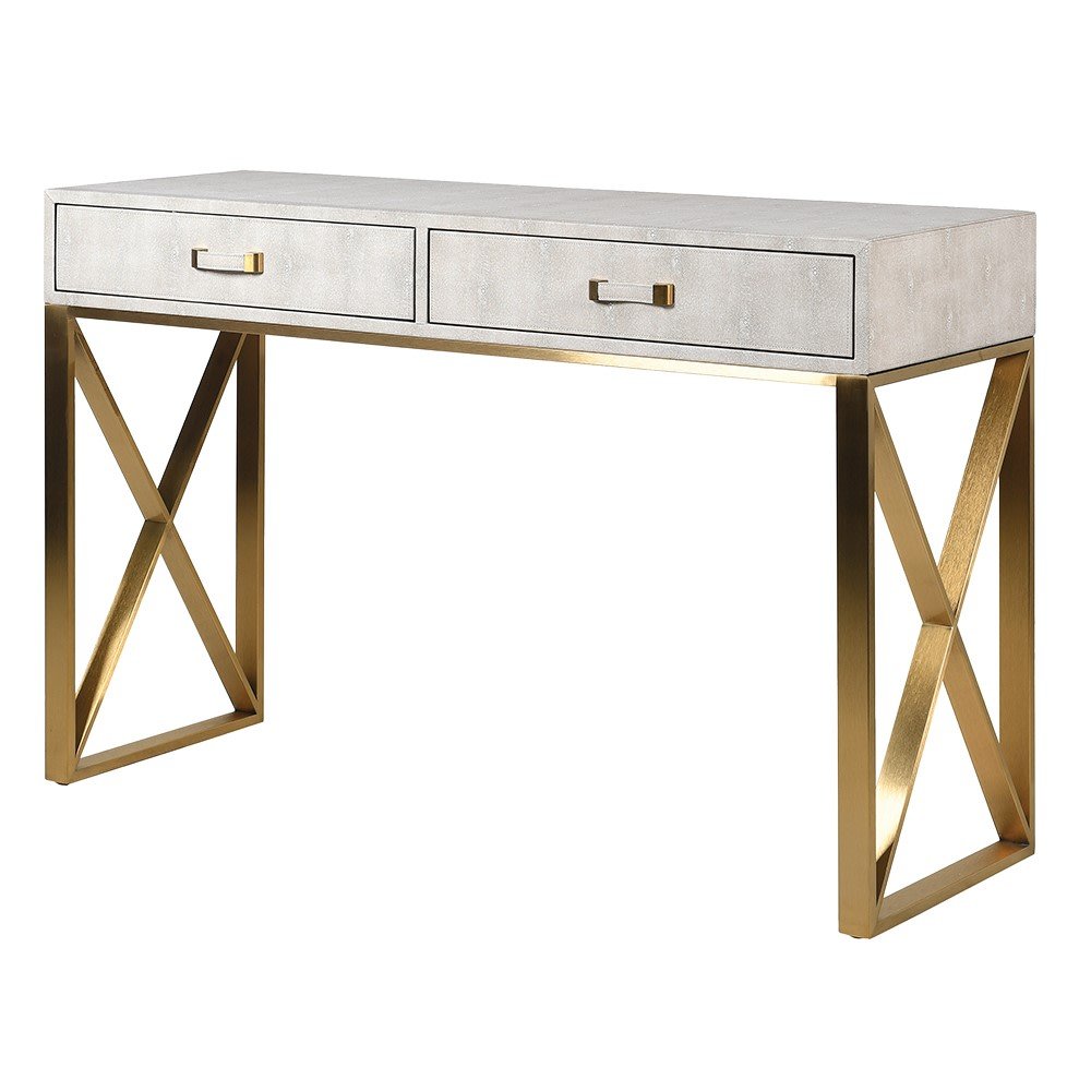 Finesse Ivory Faux Leather Console - LUXONAS