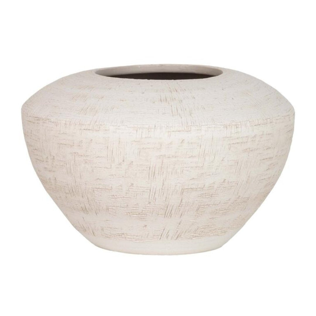 Flat Distressed Ceramic Planter 19cm