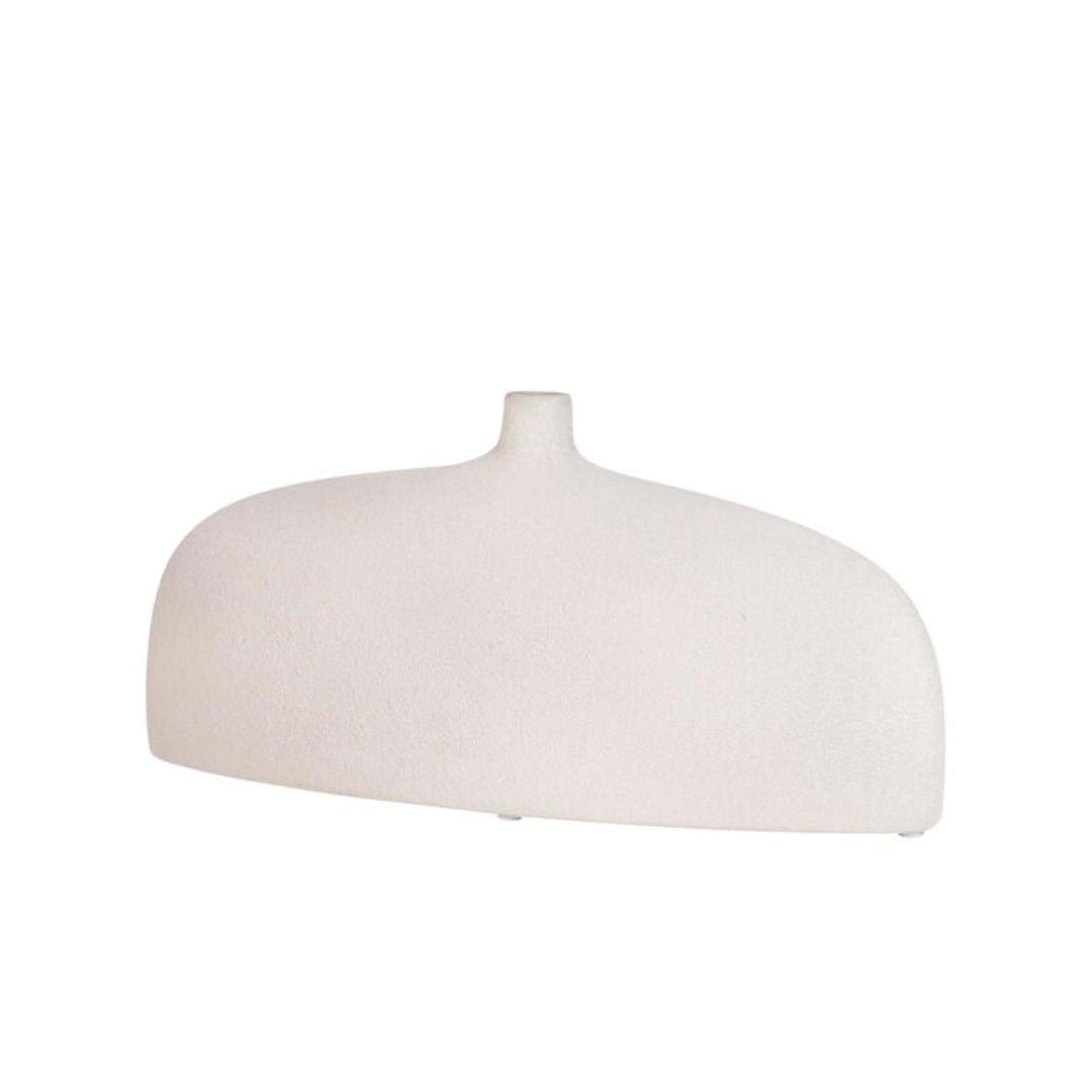 Flat White Short Ceramic Vase - LUXONAS