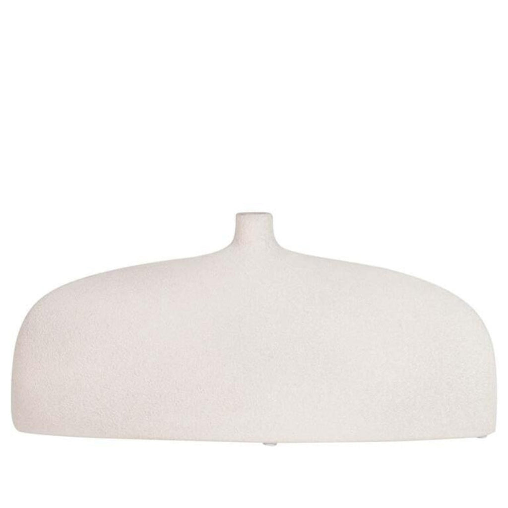Flat White Short Ceramic Vase