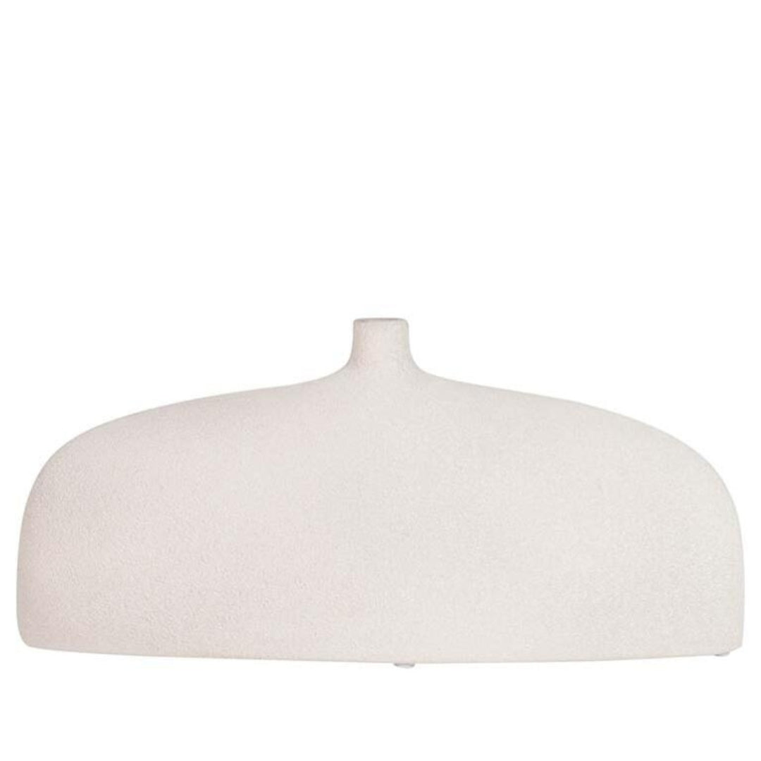Flat White Short Ceramic Vase
