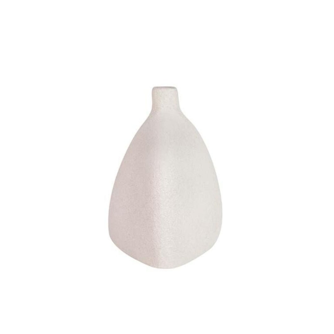 Flat White Short Ceramic Vase - LUXONAS
