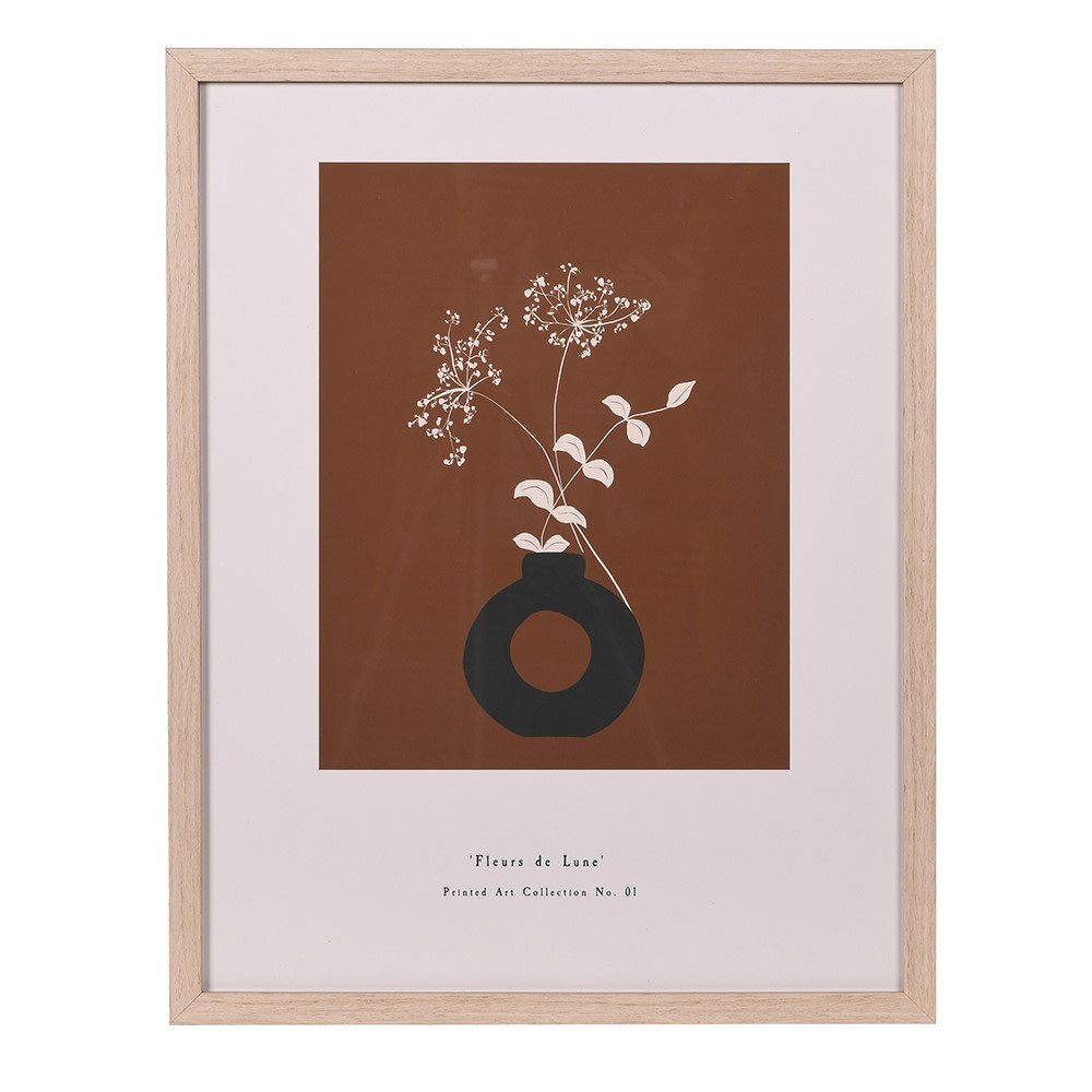 Fleurs De Lune Floral Wall Art with Wooden Frame