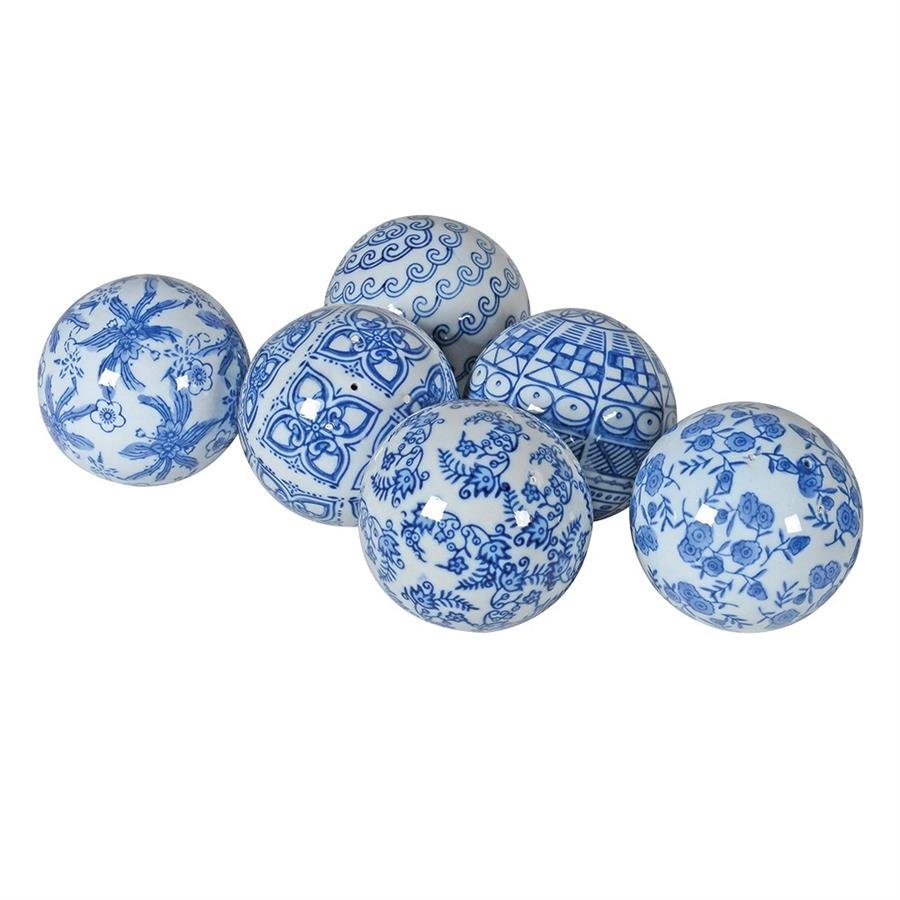 Floral Ceramic Blue & White Decorative Ball