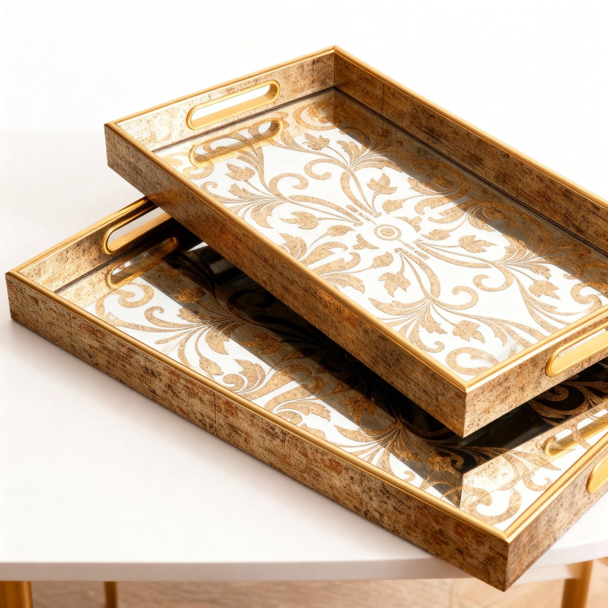 Floral Mirrored Small Tray - LUXONAS