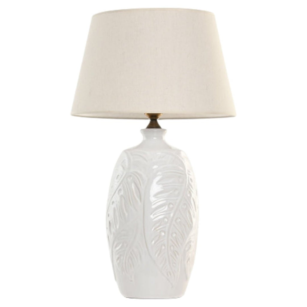 Floral White Ceramic Table Lamp - Elegant Lighting for Any Room