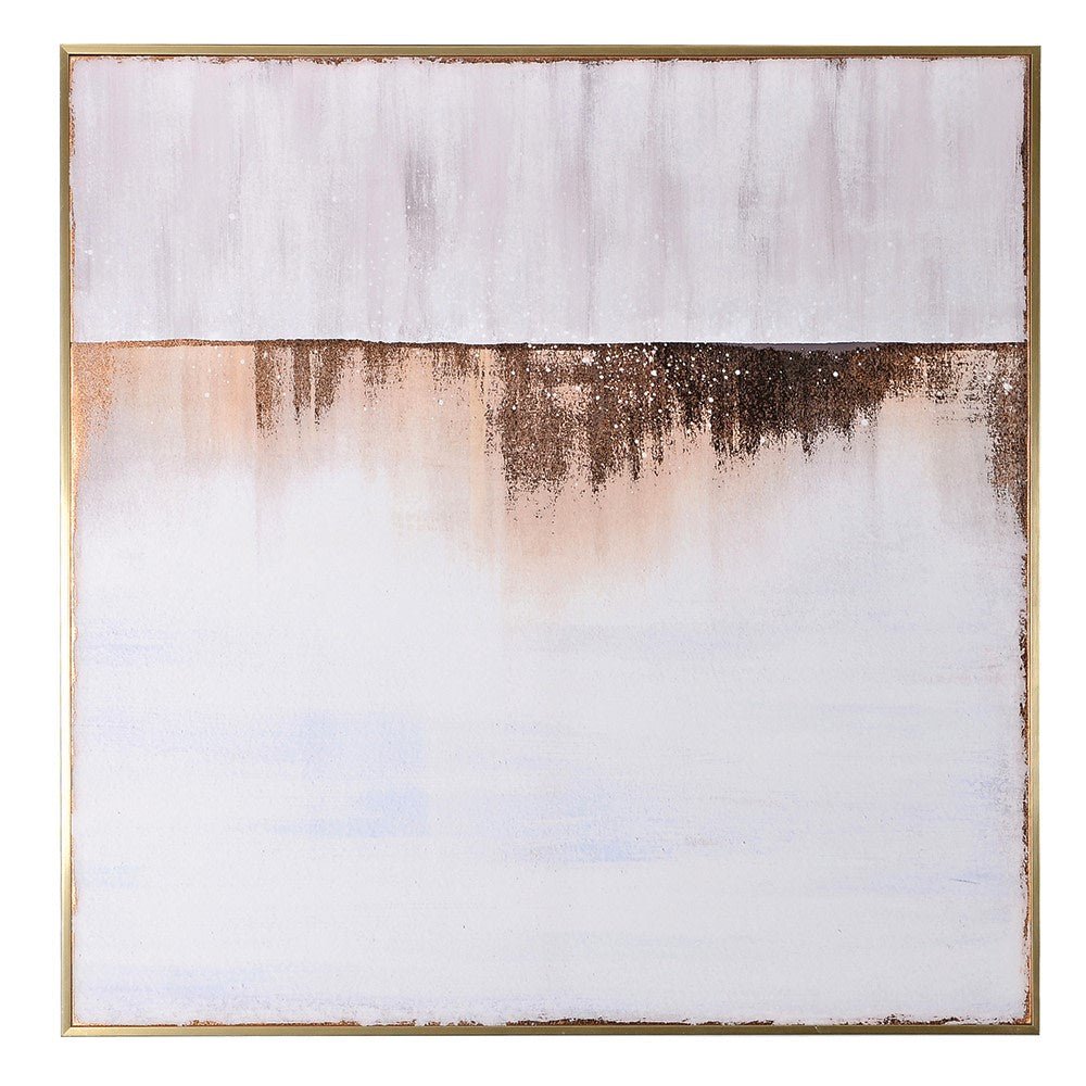 Flowing Sand Abstract Wall Art in Gold Frame - LUXONAS