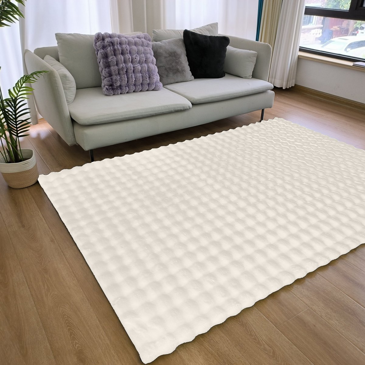 Fluffy Rug 3D Cream 80x300CM - LUXONAS HOME